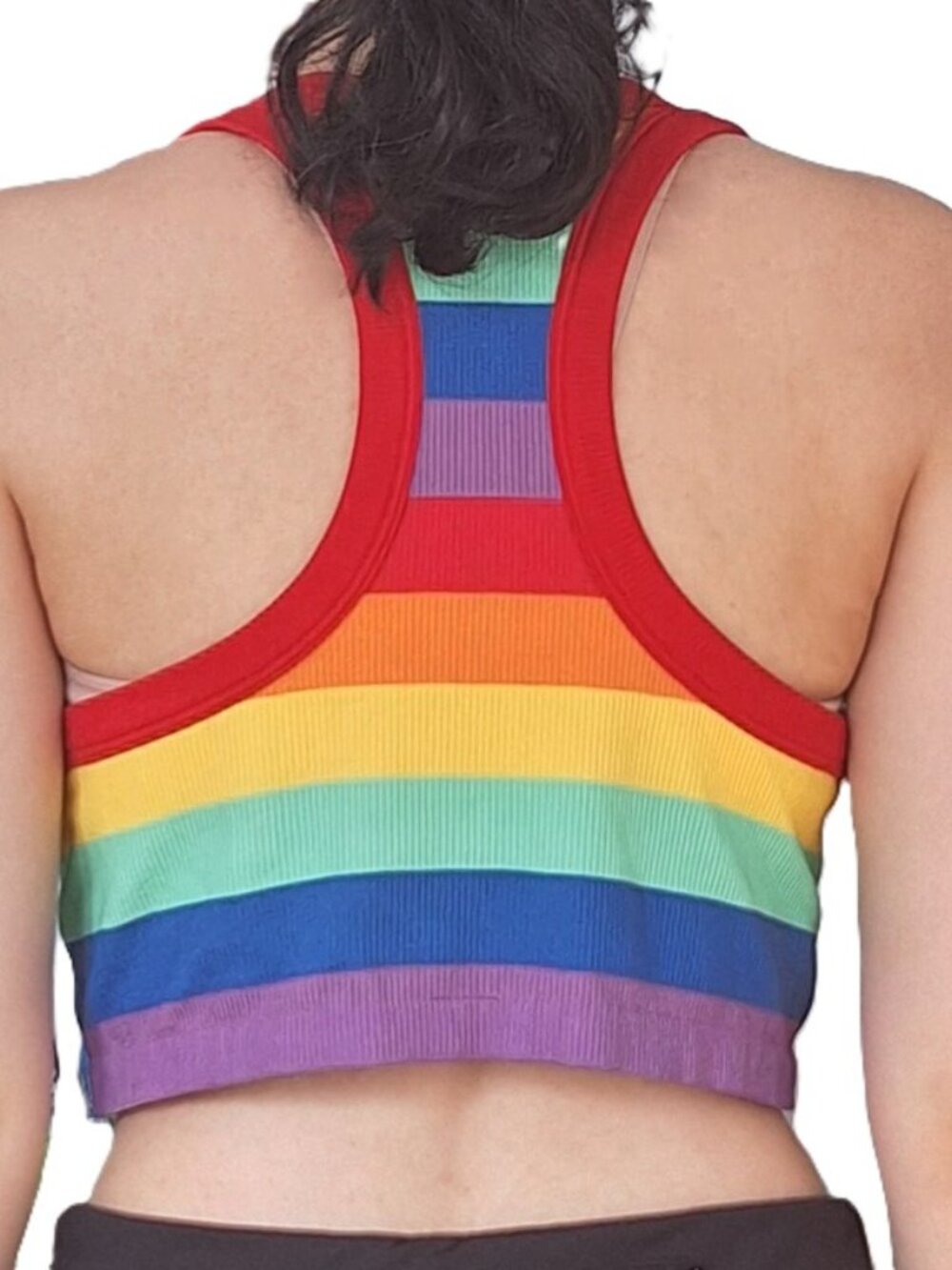 No Boundaries Rainbow Ribbed Halter Crop Top - Picture 2 of 5